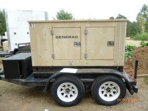 A Generac standby backup generator on a trailer for home generator installation.