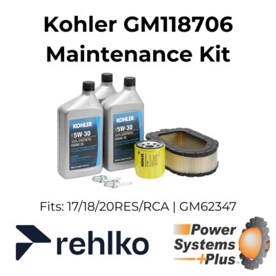 Kohler GM118706 20kW Maintenance Kit | 17/18/20RES/RCA | Oil Filter, Air Filter, Spark Plugs, Motor Oil