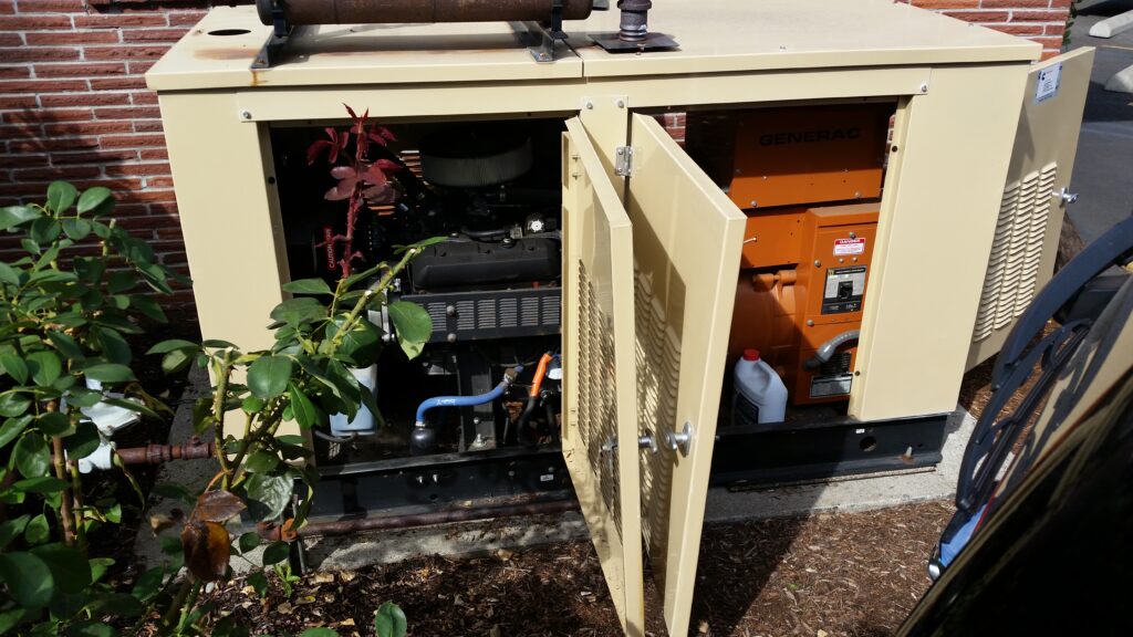 An open standby generator ready for service in Oregon