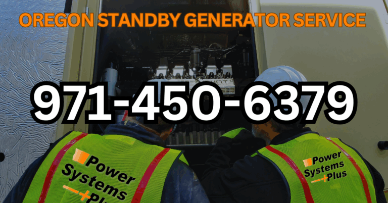Two generator technicians looking inside an industrial standby generator for diagnostics