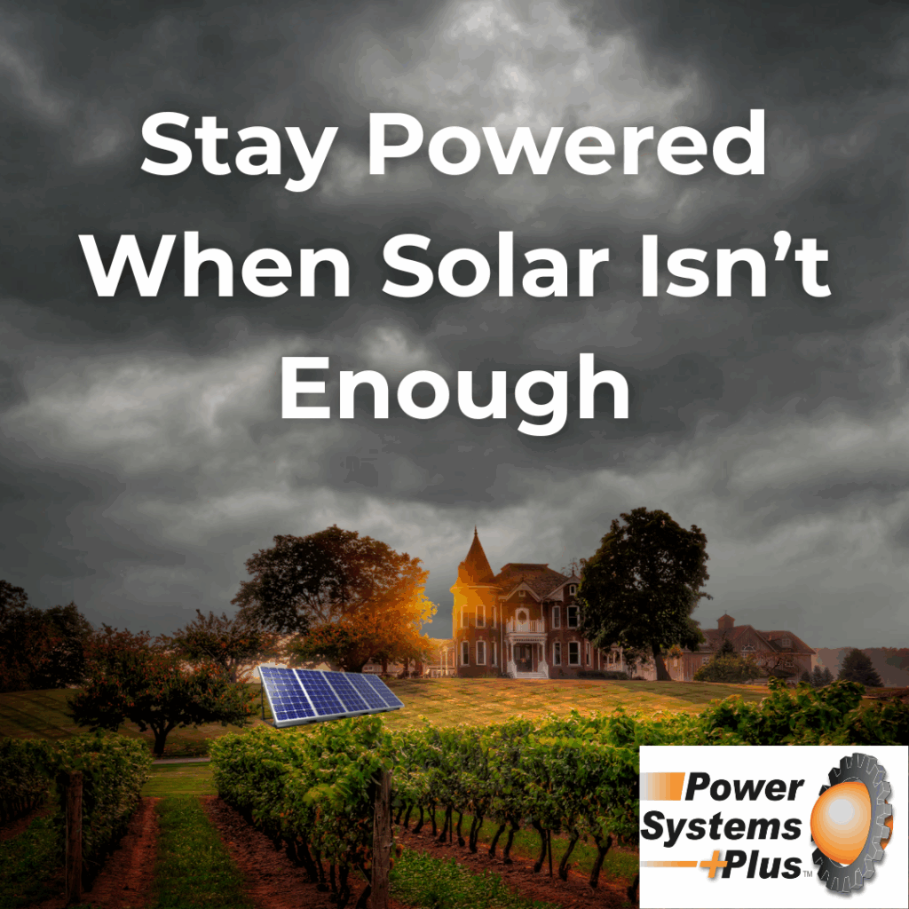 A winery with a power outage due to fire storms and limited solar power
