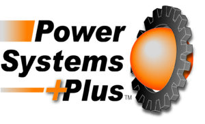 Power Systems Plus logo with an orange orb and a gear around it