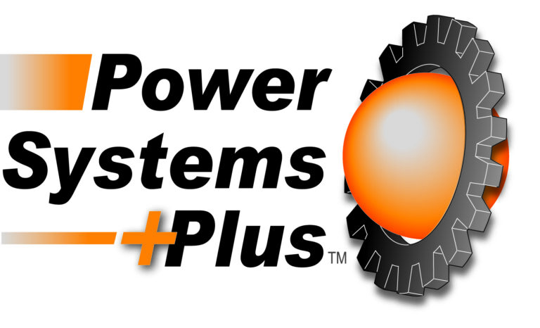 Power Systems Plus logo with an orange orb and a gear around it