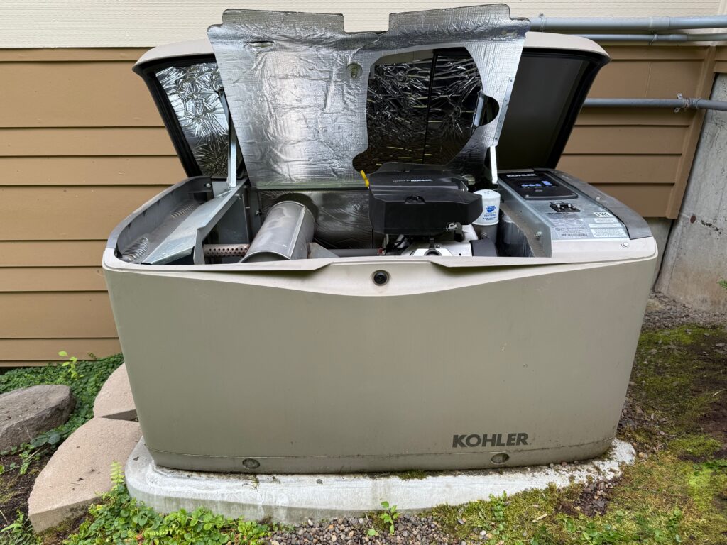 A Kohler Standby Generator ready for preventative maintenance in Portland, Oregon