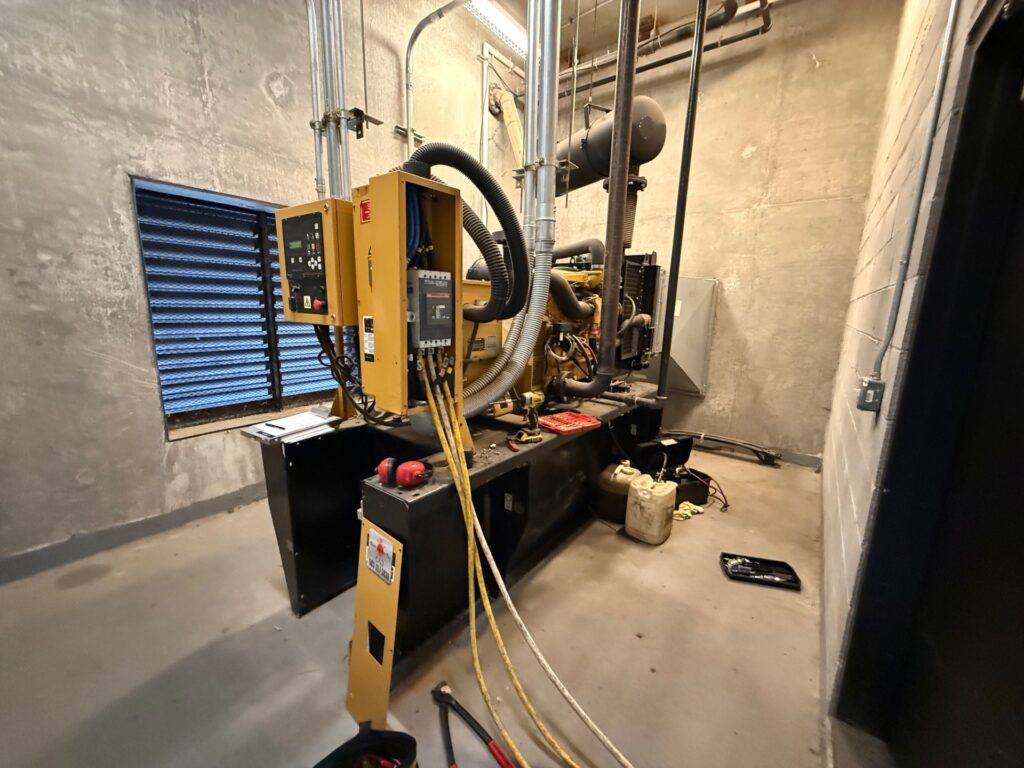 A standby generator with load bank cables